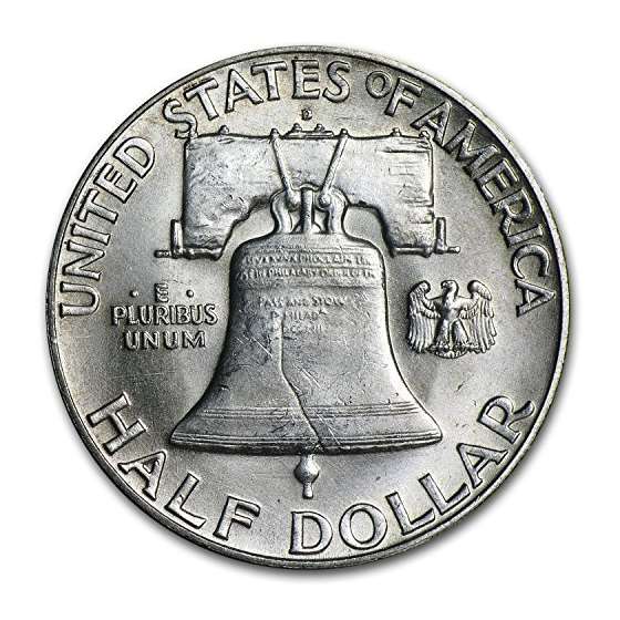 1954 D Franklin 90 Silver Half Dollar Brilliant-2