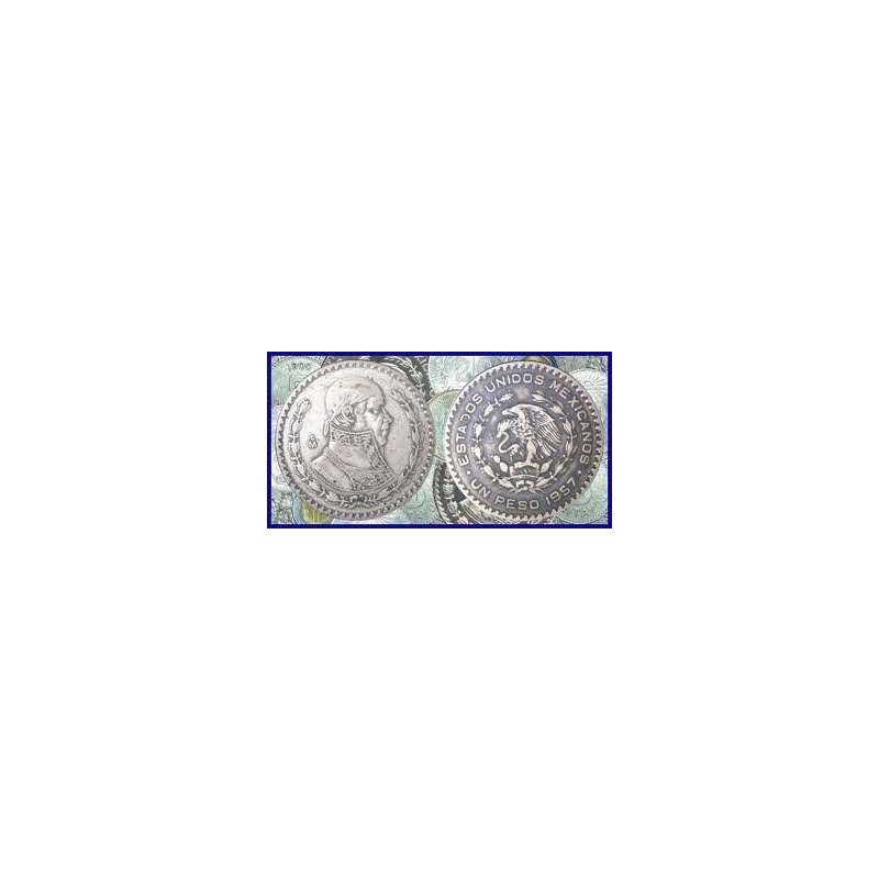 1957 Mexican Silver Peso-Silver Dollar Sized Coin-