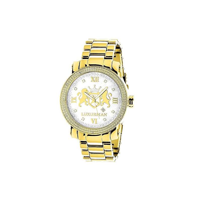 Yellow Gold Plated Diamond Watch For Men By Phanto