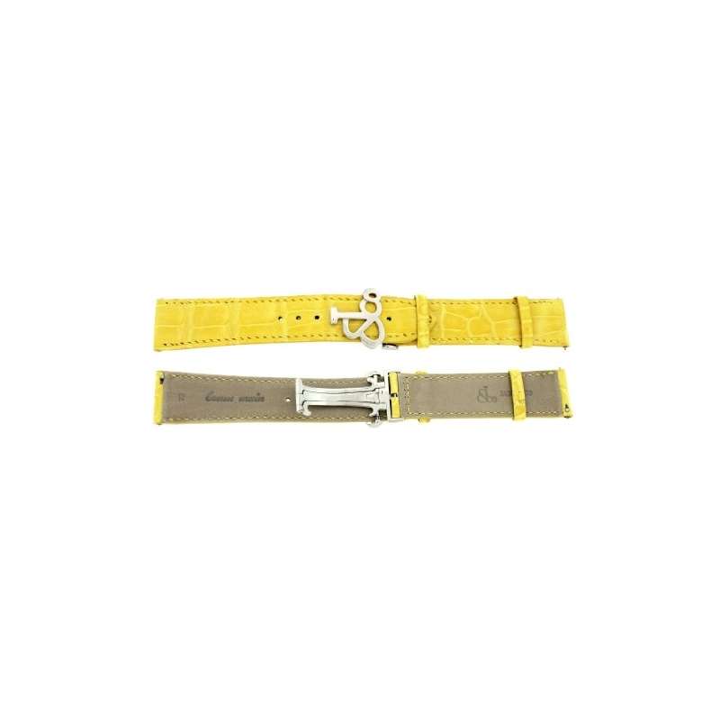 Genuine Real Alligator Yellow Band Strap 22MM For