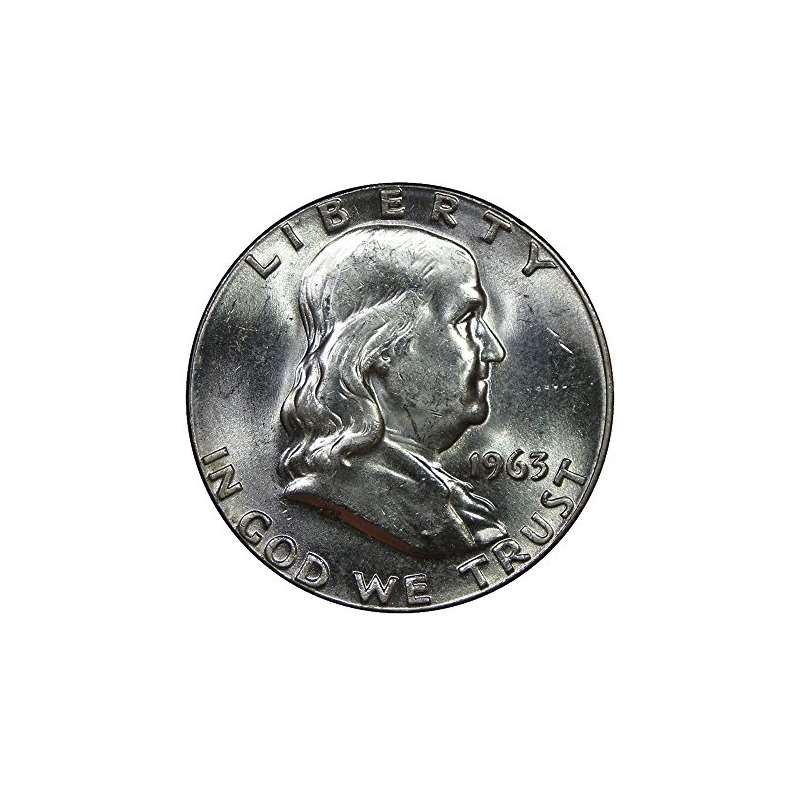 1963 U.S. Franklin 90 Silver Half Dollar-Mint Stat