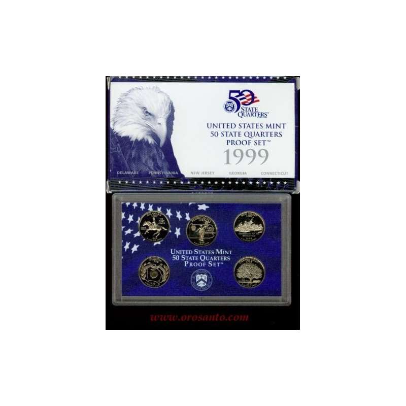 1999-S 50 STATE QUARTERS PROOF SET-5 COINS