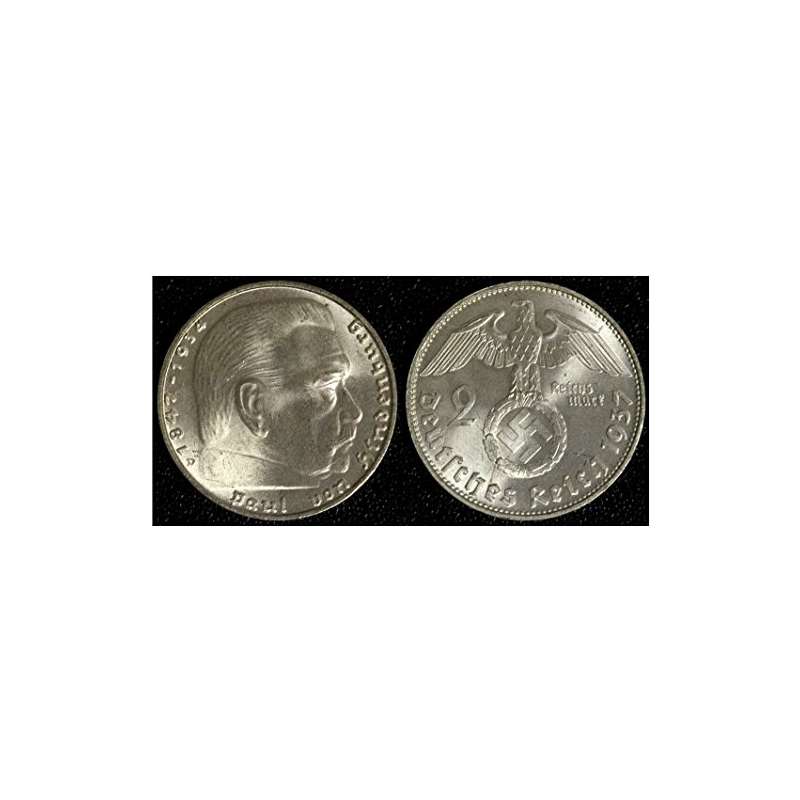 1937 DE SUPERB THIRD REICH NAZI SILVER 2 MARK COIN