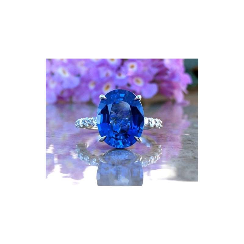 14Kt White Gold Sapphire And Diamond Engagement Ri