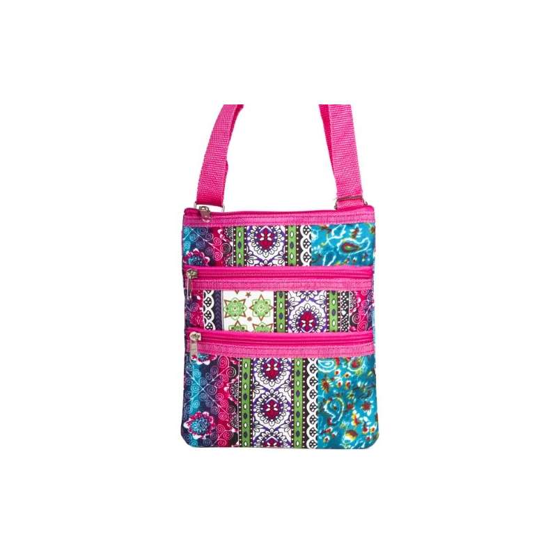 Boho Patchwork Print With Hot Pink Trim Small Hips