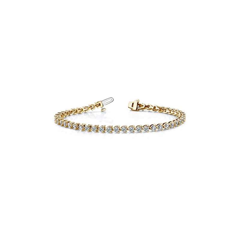 14KT Yellow Gold H-I SI3 By I1 3 Prong Tennis Brac