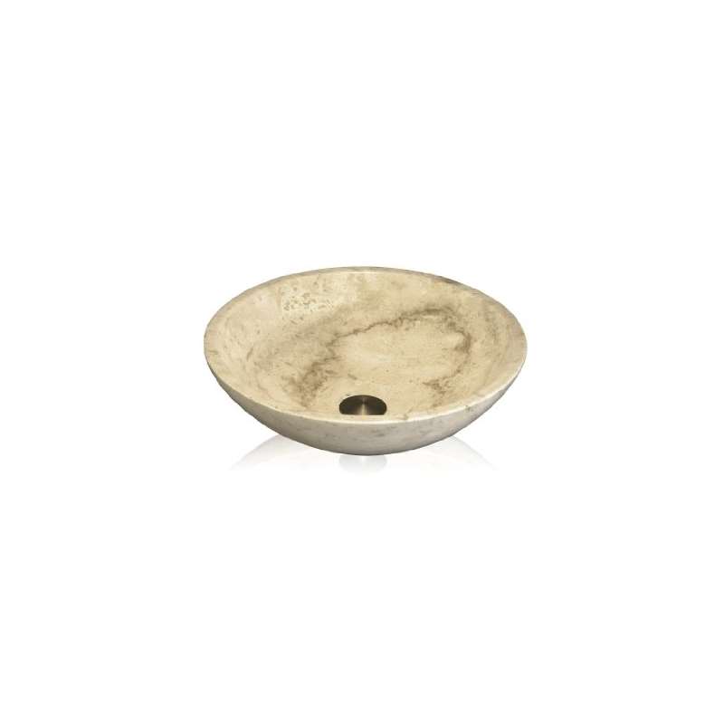 SV-11 Stone Vessel Round Bowl Bathroom Sink, Trave