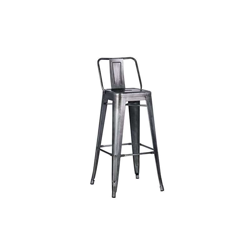 Distressed Metal Barstool With Back, Vintage Gun 3