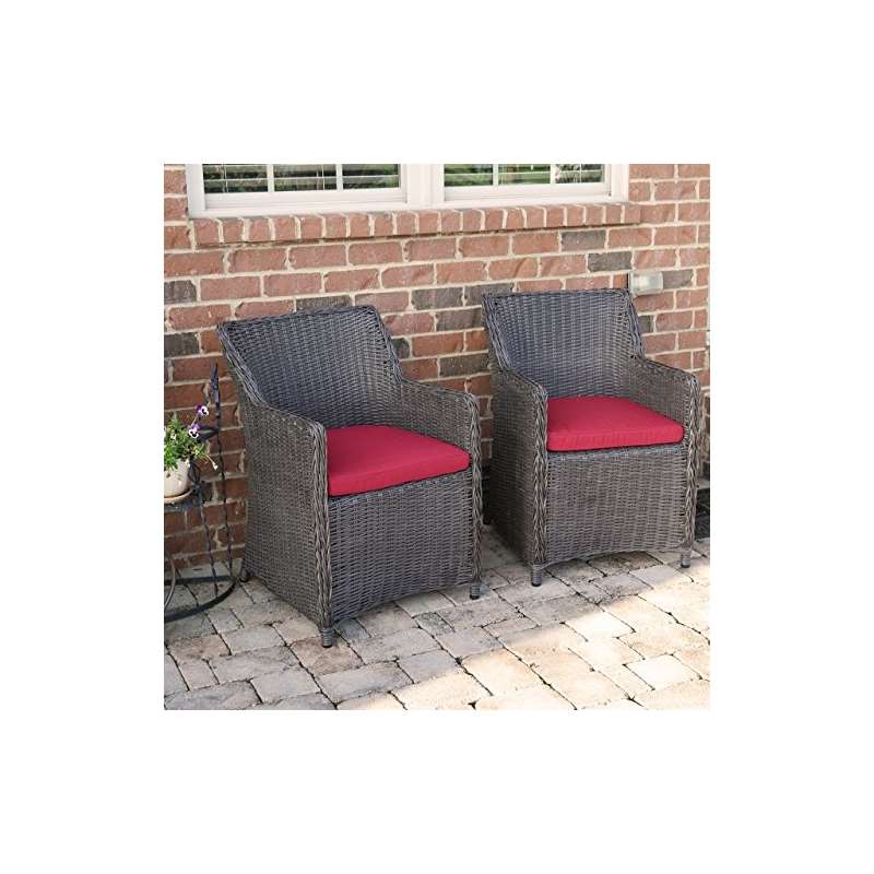 Sea Island Wicker Patio Lounge Chair Set With Red