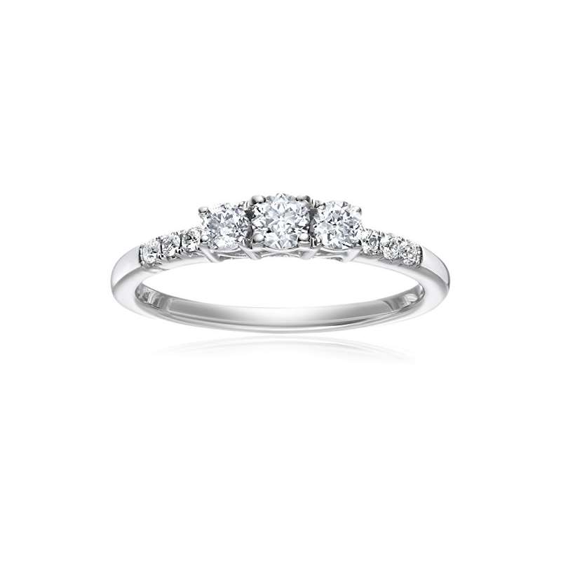 14K White Gold Lab Grown Diamond Three-Stone Engag