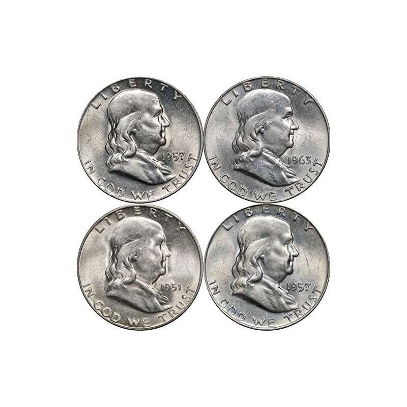 1948-1963 Franklin Silver Half Dollars, 2 Face, AU