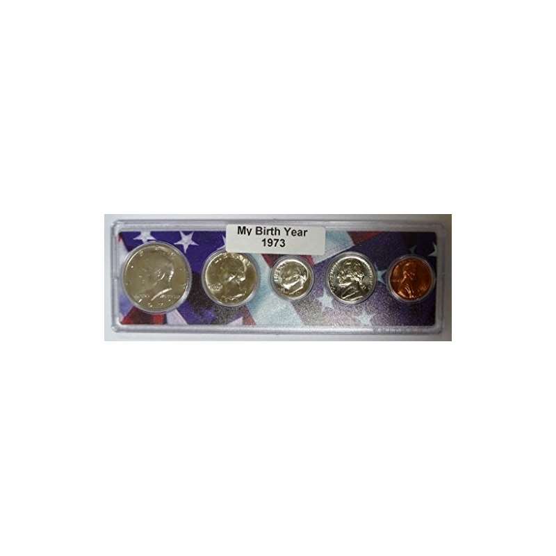 1973-5 Coin Birth Year Set In American Flag Holder