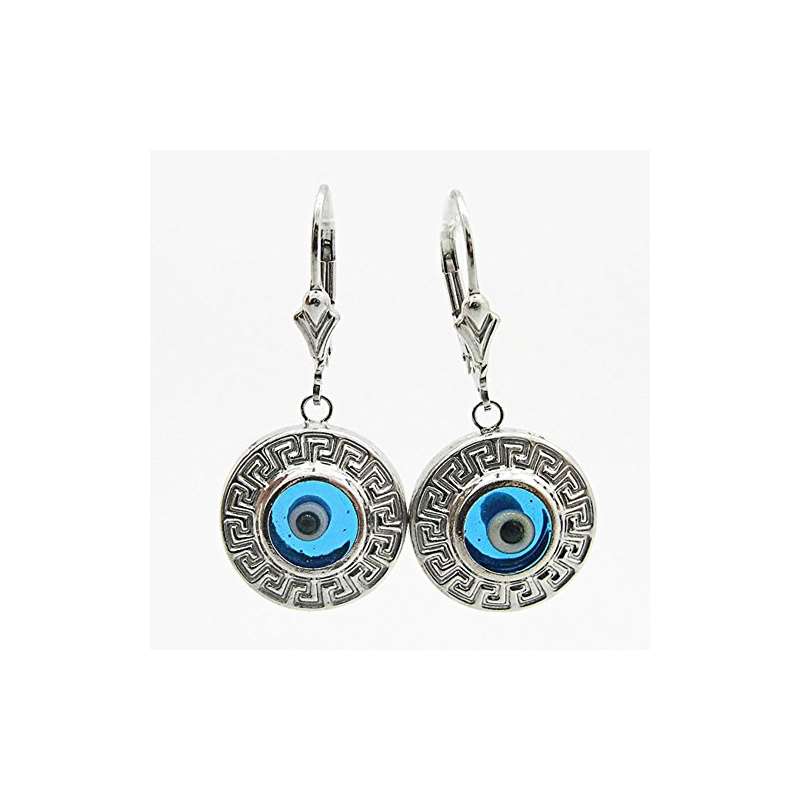 Ladies 925 Sterling Silver Evil Eye Dangle Earring