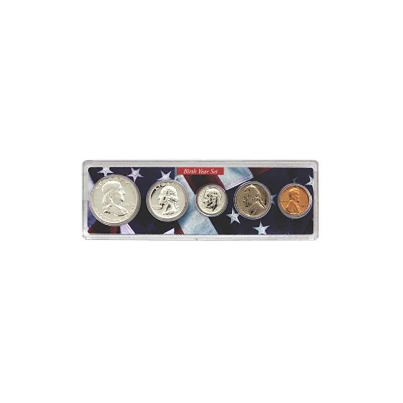 1957-5 Coin Birth Year Set In American Flag Holder