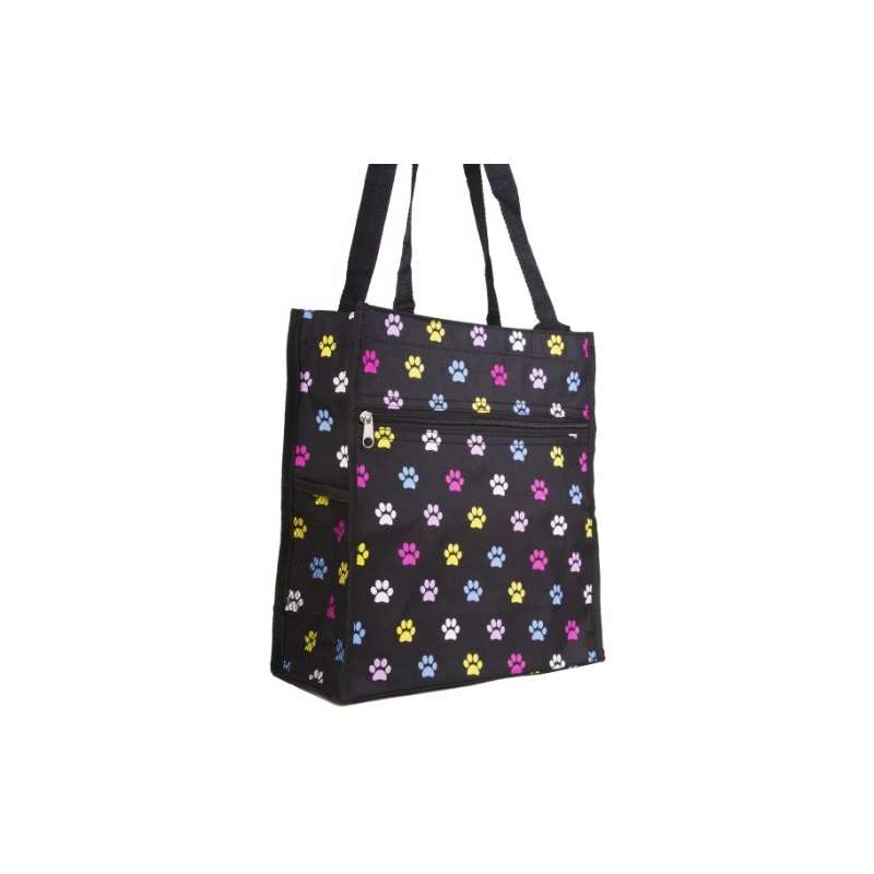 Multicolor Pawprint Travel Tote Bag 12-Inch