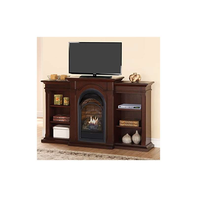 Dual Fuel Vent Free Fireplace With Bookshelves - 1