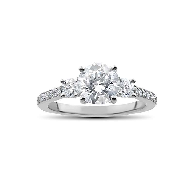 2 Ct Round Diamond 3-Stone Lab Grown Eco Friendly