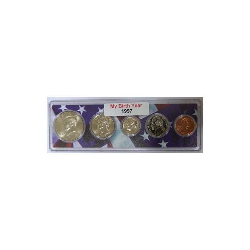 1997-5 Coin Birth Year Set In American Flag Holder