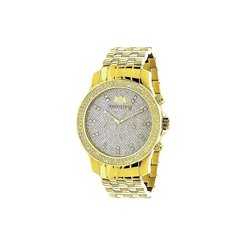 Mens Diamond Watch 0.25Ct Yellow Gold Tone