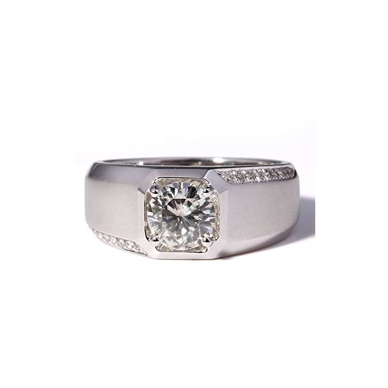 1 Carat Lab Grown Moissanite Wedding Band Genuine