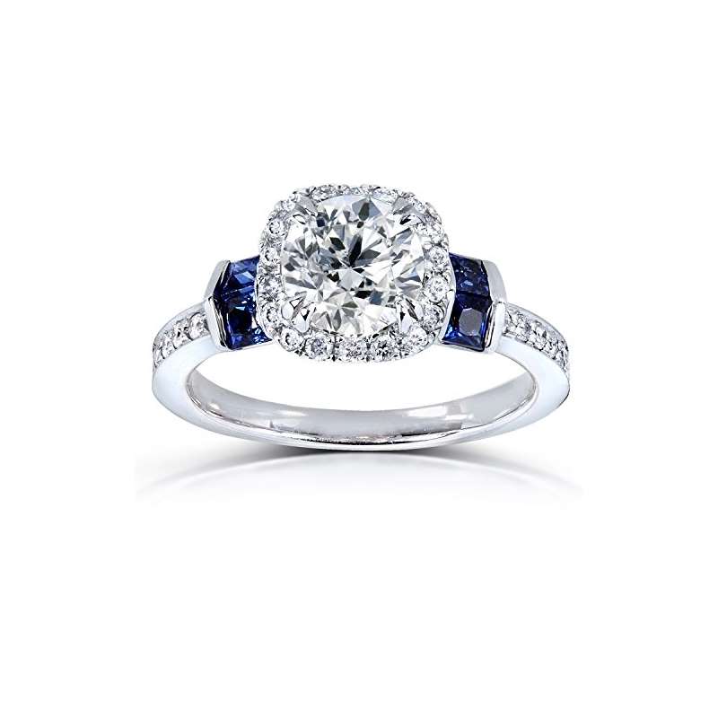 1 1/2 CTW IGI USA Diamond And Sapphire Engagement