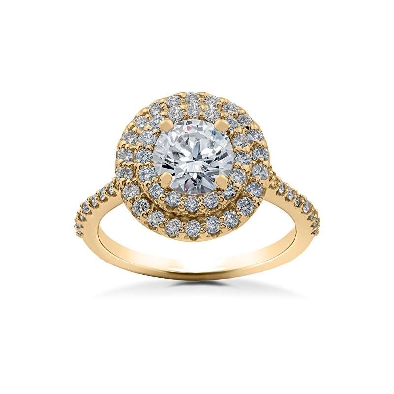 1 Ct Double Halo Diamond Lab Grown Engagement Ring