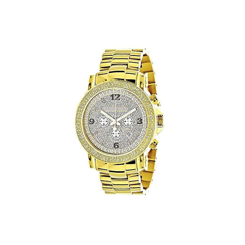 Mens Oversized Diamond Watch 0.25Ct Yellow Gold