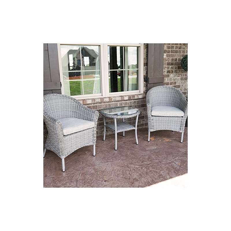 Pleasant Bay 3-Piece Outdoor Wicker Patio Bistro S