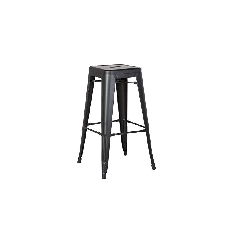 Backless Metal Barstool, Matte Black, 24 -Inch, Se