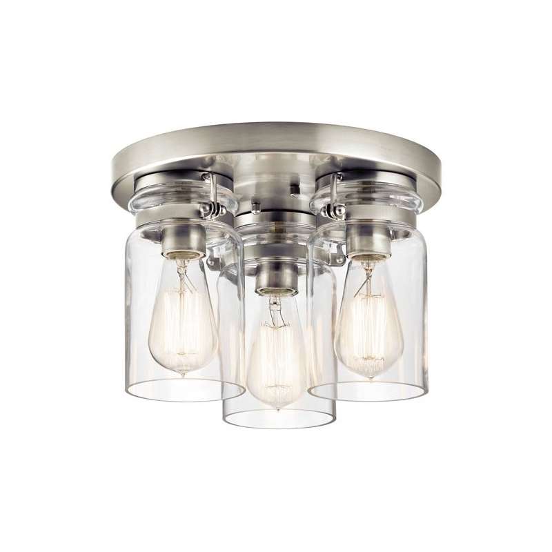 Brinley 42891NI 3 Light 11 Inch Brushed Nickel Flu