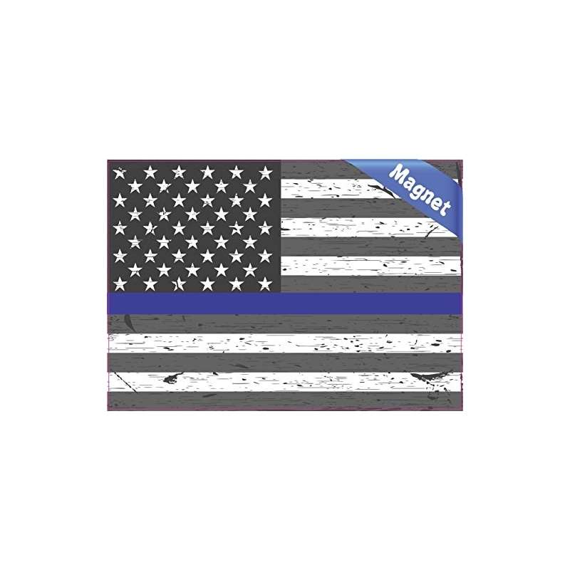 5Inx 3In Blue Lives Matter US Flag Vehicle Magnet