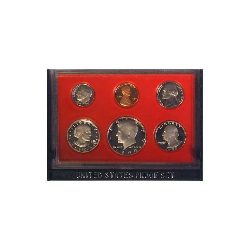 1980 Us Mint Proof 6 Coin Set Original Box