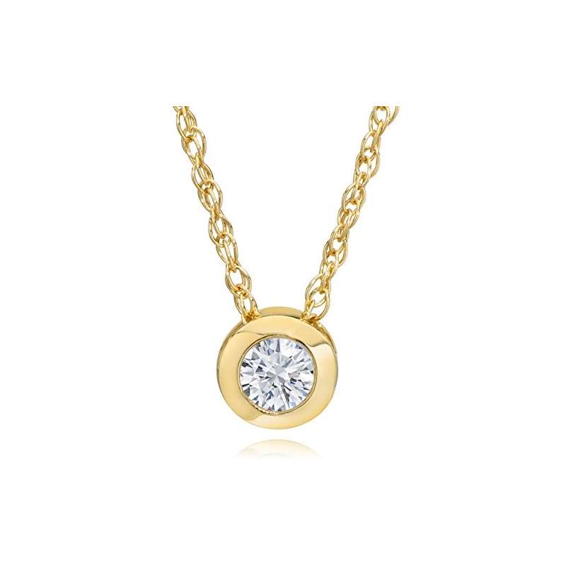 14K Yellow Gold 1/4Ct Round Lab Grown Diamond Soli