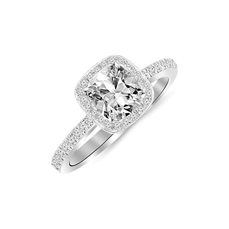 1 Carat T.W. 14K White Gold Classic Halo Style Cus