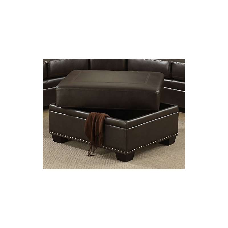 Louis Traditional Brown Storage Ottoman