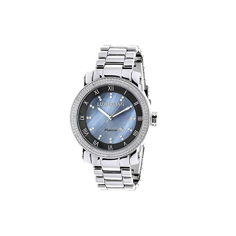 Mens Diamond Watch 0.12Ct Blue MOP