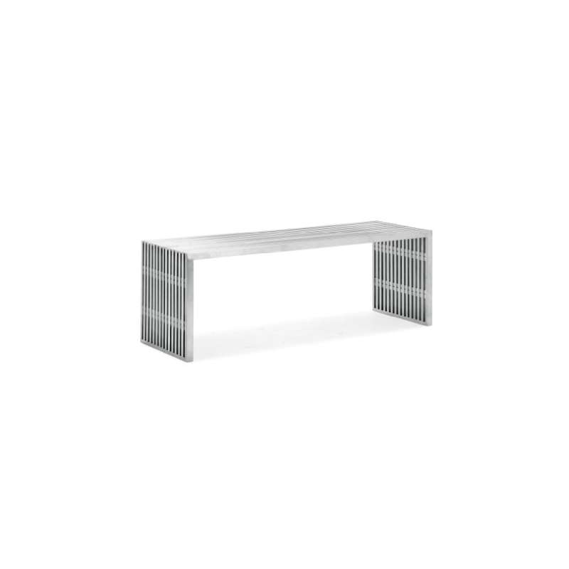 Modern Novel Double Bench, Brushed Stainless Steel