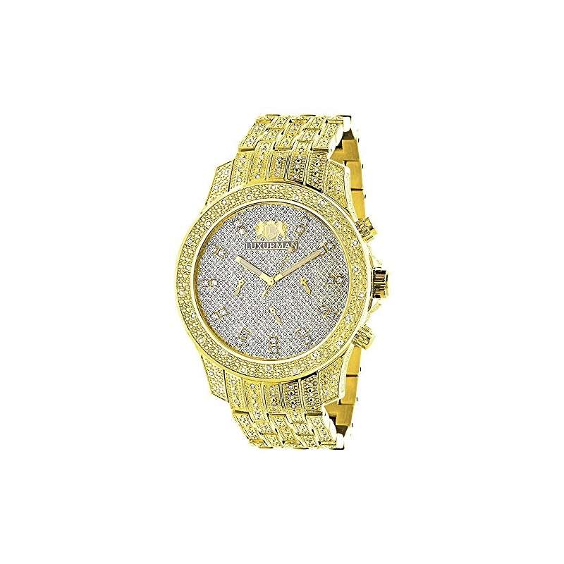 Iced Out Mens Diamond Watch 1.25Ct Yellow Gold Ton