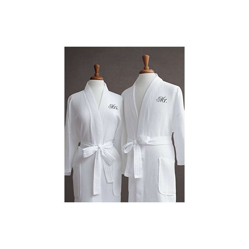 Mr. Mrs. Couples Waffle Weave Bathrobe Set-100 Egy