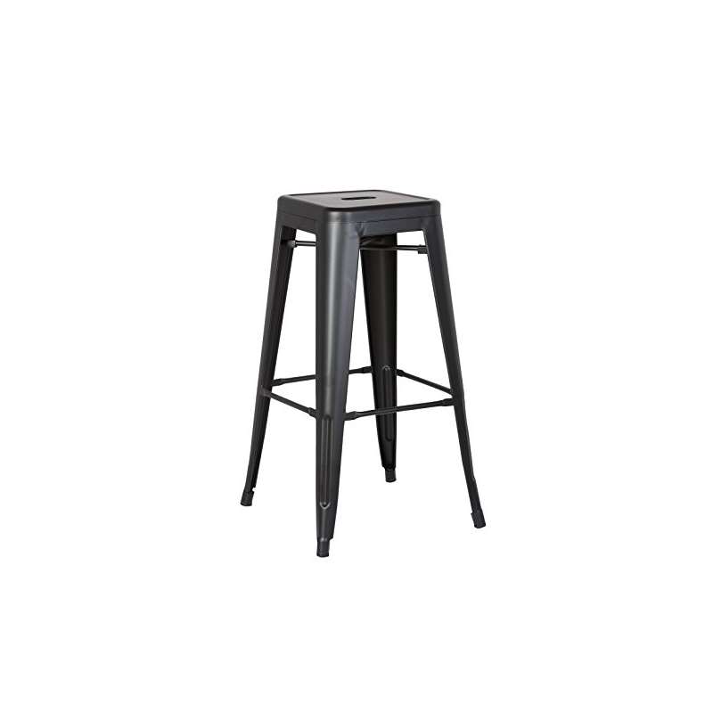 Backless Metal Barstool, Matte Black, 30 -Inch, Se