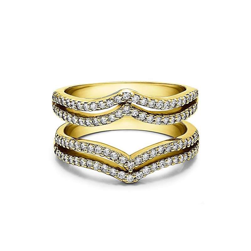 14K Gold 0.5 Ct Twt Double Row Chevron Style Ring