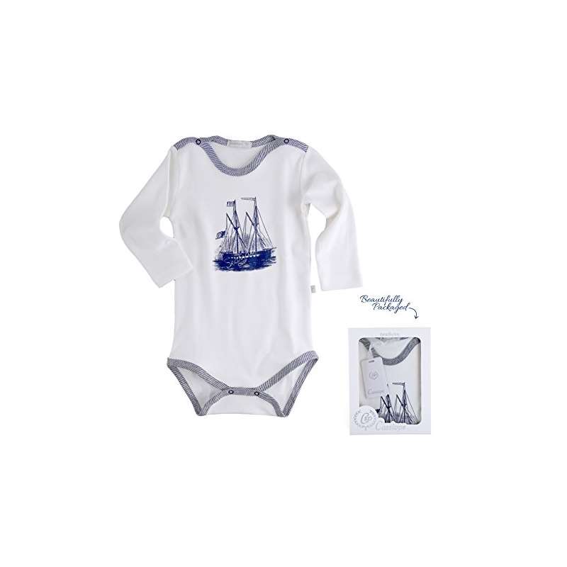 Turkish Cotton Sailboat Long Sleeve Onesies In Gif