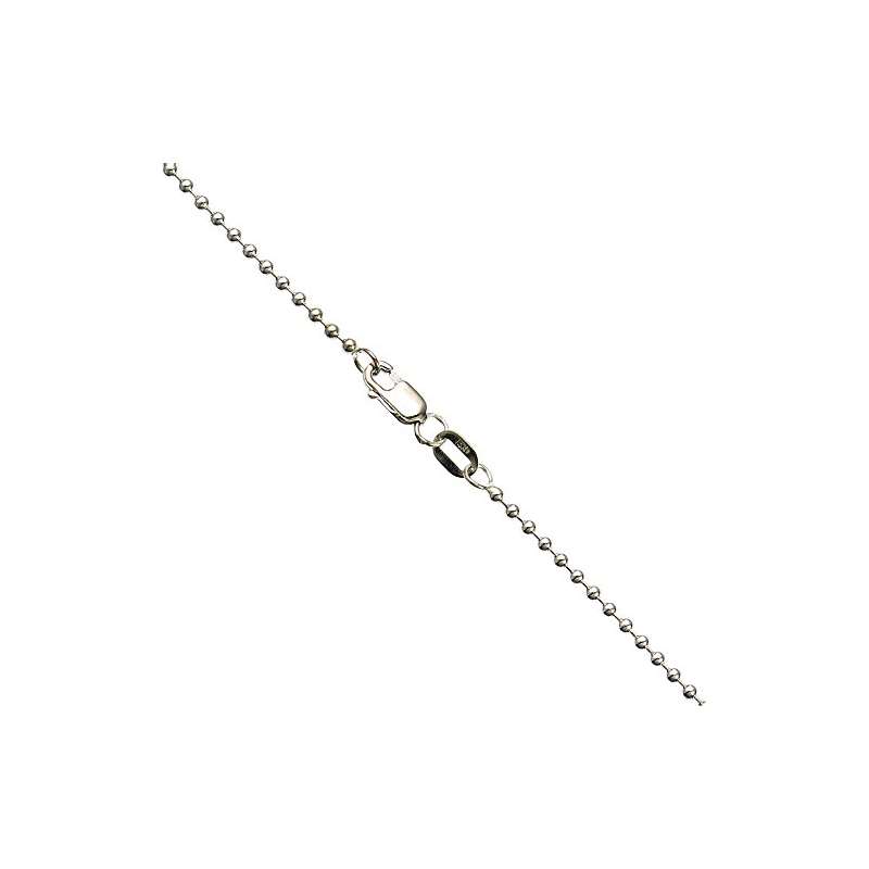 14K WHITE Gold SOLID BALL Chain - 24 Inches Long 1