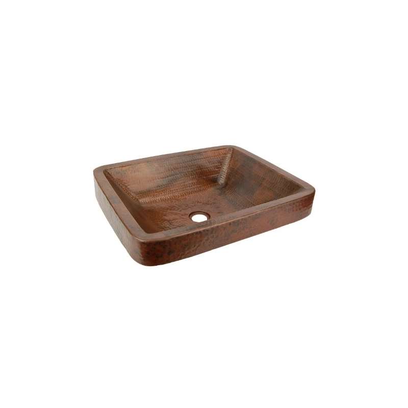 VREC19SKDB Rectangle Skirted Vessel Hammered Sink,