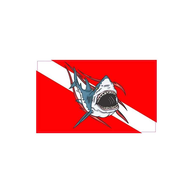 5In X 3In Full Color Shark Diver Down Flag Bumper