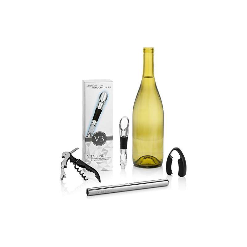 Stainless Steel Wine Chiller Set With Built In Aer