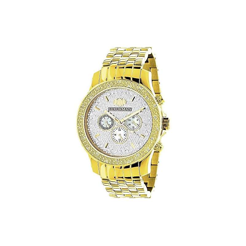 Yellow Gold Tone Watches: Mens Diamond Watch 0.25C