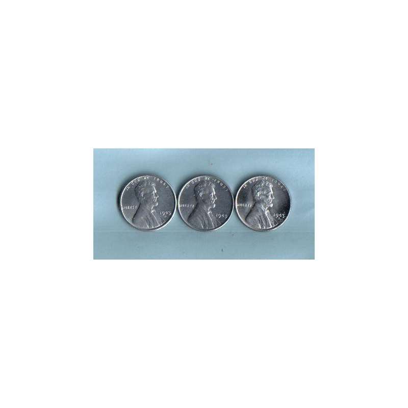 1943-PDS Lincoln Steel Cent Set